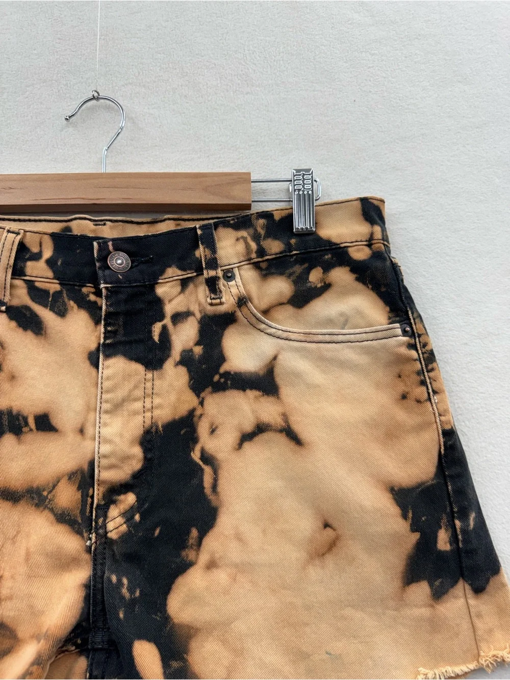 Levi's 513 Mens 33 Shorts Black Tie Dye Denim Cutoff